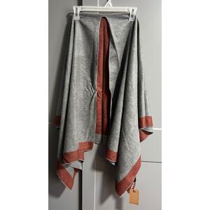 NWT Melifluos Women Open Front Reversible Poncho Shawl Gray/Brown O/S Viscose